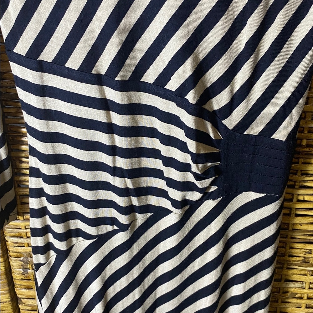 EUC beige by ECI, long sleeve cream, black striped super maxi tall girl dress M - Picture 5 of 9
